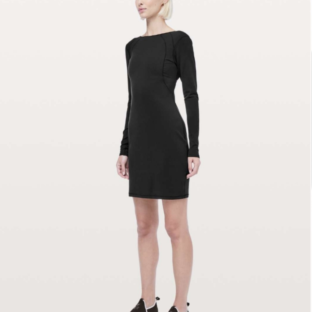 Long-Sleeve Black Sheath Dress